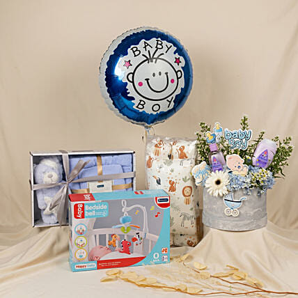 Its a Baby Boy Flowers Arrangment giftset: For New Born