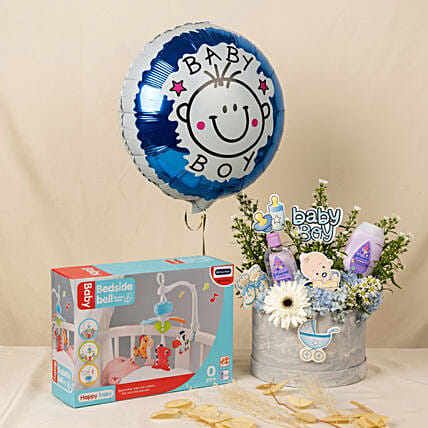 Its a Baby Boy Flowers giftset with Balloon: For New Born