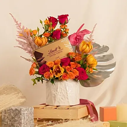 Flowers and Chocolate Box Combo: Tulips