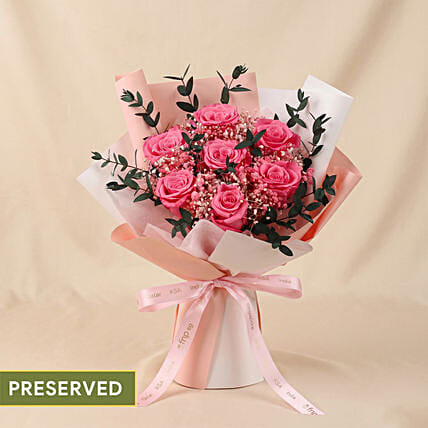 Radiant Fuchsia Preserved Rose Bouquet: Mother's Day Flowers