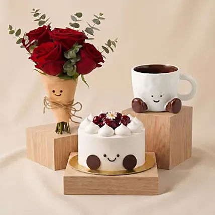 Jellycat Gift set with Bouquet, Mug and Cake: Classic Personalised Mugs
