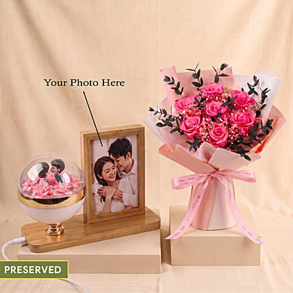 Personalised Photo Dome and Prserved Roses bouquet: Customised Photo Frames