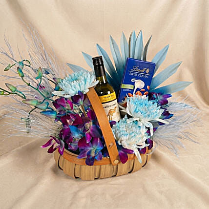 Flowers, Wine & Chocolate Basket for Him: Father's Day Flowers