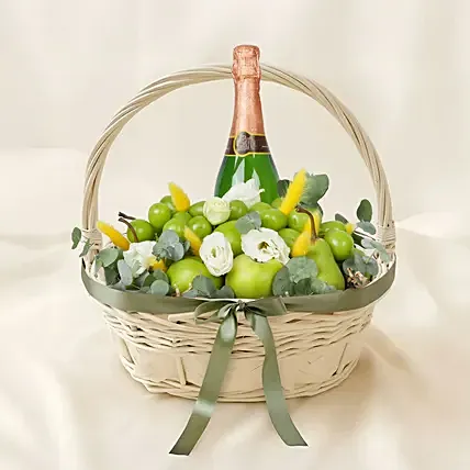 Green Goodness Fruit & Juice Basket: Wellness Hampers