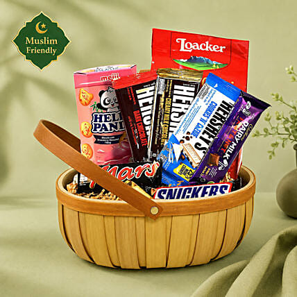 Choco Loaded Wooden Gift Basket: 