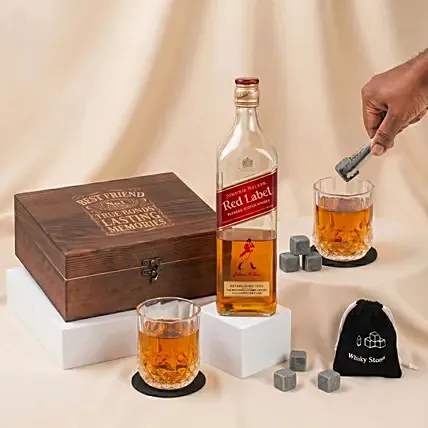 Whiskey Stones & Johnnie Walker Gift Set For Best Friend: Personalised Accessories