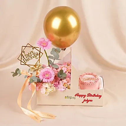 Personalised Birthday Flower & Cake Gift Box: Flowers in a Box