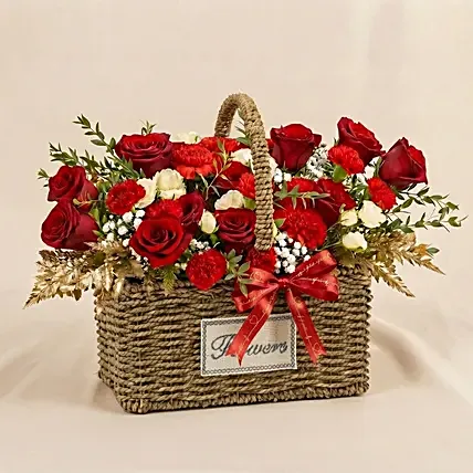 Romantic Rose Basket: Apology Flowers