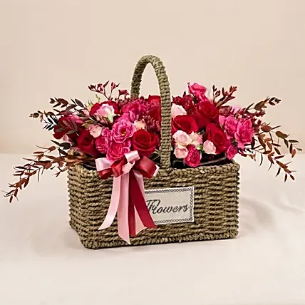 Basket of Love Roses: Miss You Flowers