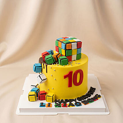 Fun & Colorful Rubik's Cube Themed Chocolate Cake: Trending Gifts