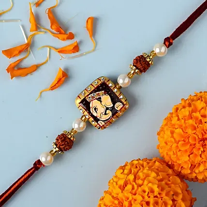 Divine Ganesha Rudraksha Pearl Rakhi: Rakhi 