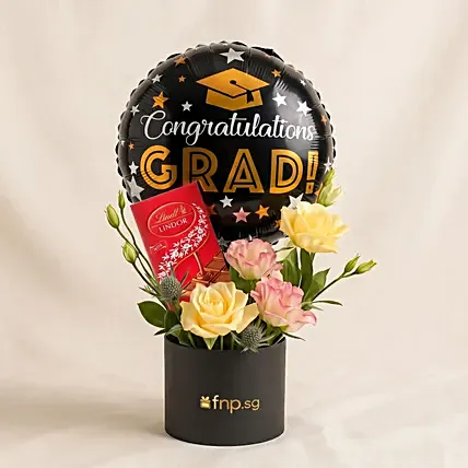 Chocolate n Graduation Rose Box: Graduation Bouquet