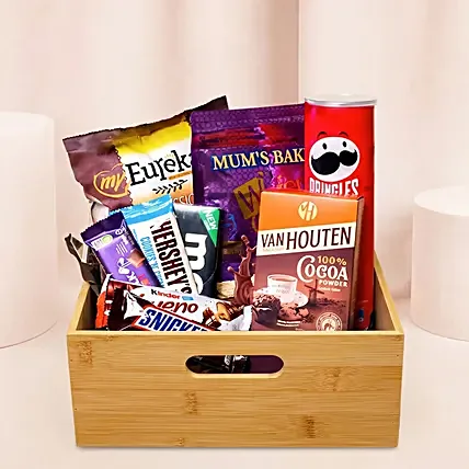 Exotic Chocolate Brown Willow Basket: Chocolate Hampers Singapore