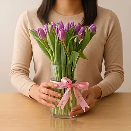 Purple Tulip Arrangement: 
