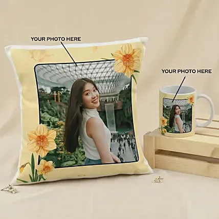 Daffodils Themed Personalised Mug and Cushion: Personalised Mugs