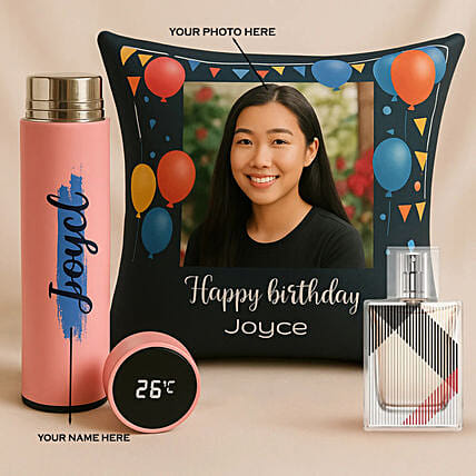 Personalised Cushion and Bottle with Perfume: 
