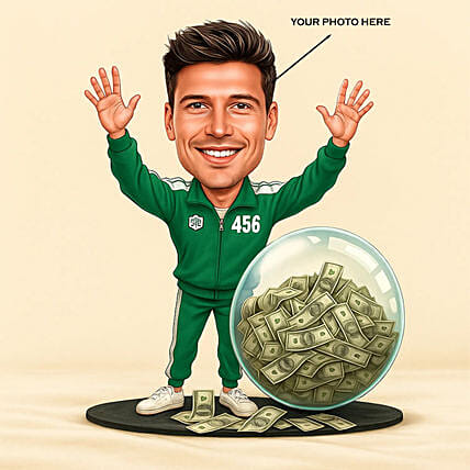 Personalised Caricature Green Tracksuit No.456: Trending Gifts