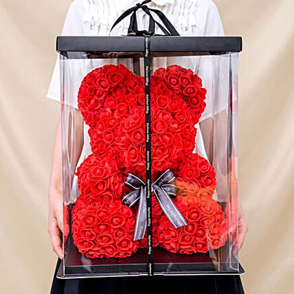 Artificial Roses Red Teddy Bear: 