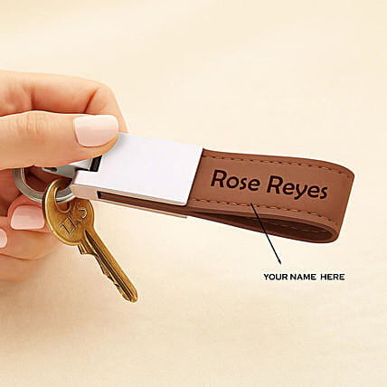 Engraved Leather Keychain With Text: Singles Day Gifts