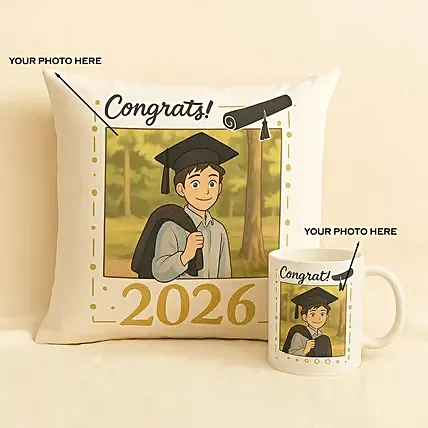 Personalise Your Ghibli Graduation Gift Set Mug And Cushion: Graduation Gifts