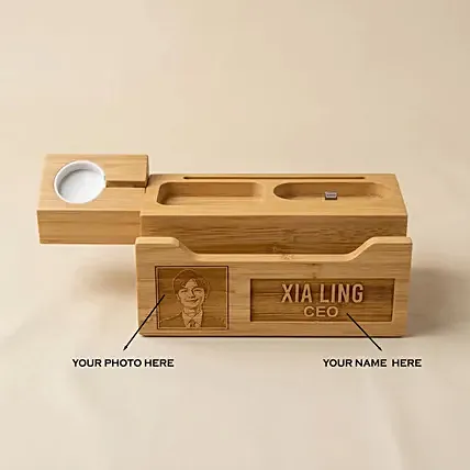 Personalised Bamboo Multi Device Charging Station: Engraved Stationery
