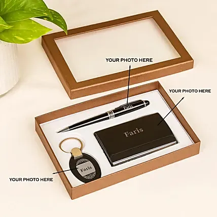 Personalised Card Holder Pen & Key Chain Gift Box: Personalised Graduation Gifts