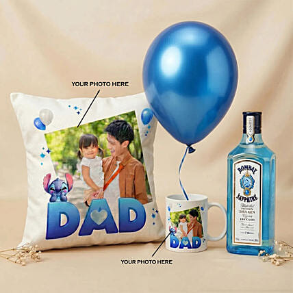 Stitch Theme Personalised Cushion, Mug & Gin Set for Dad: Personalised Mugs