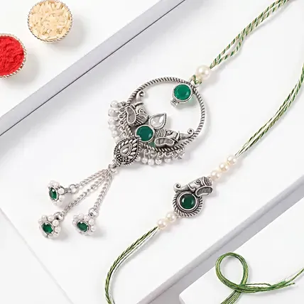 Green Round Bhaiya Bhabhi Rakhi Rakhi: 