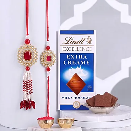 Bhaiya Bhabhi AD Rakhi with Lindt Chocolate Bar: 