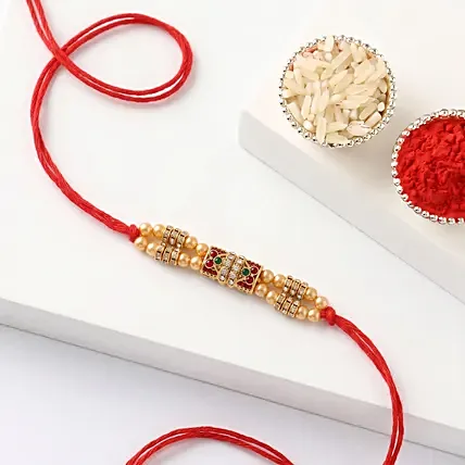 Red & Green Designer Rakhi: 