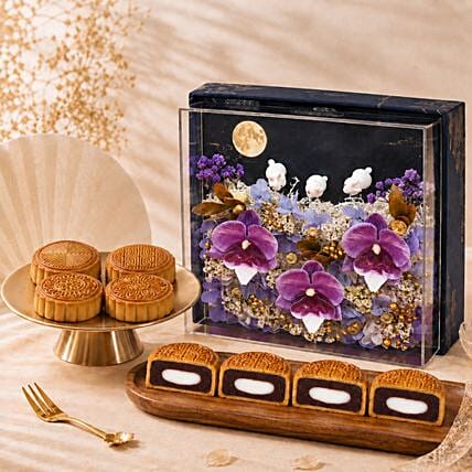 Lunar Blooms and Red Bean with Mochi Mooncakes: Mooncake Delivery Singapore