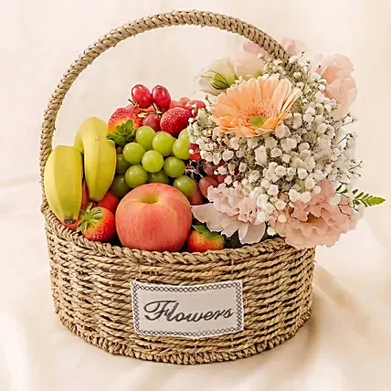 Flowers & Fruit Harmony Basket: Wellness Hampers