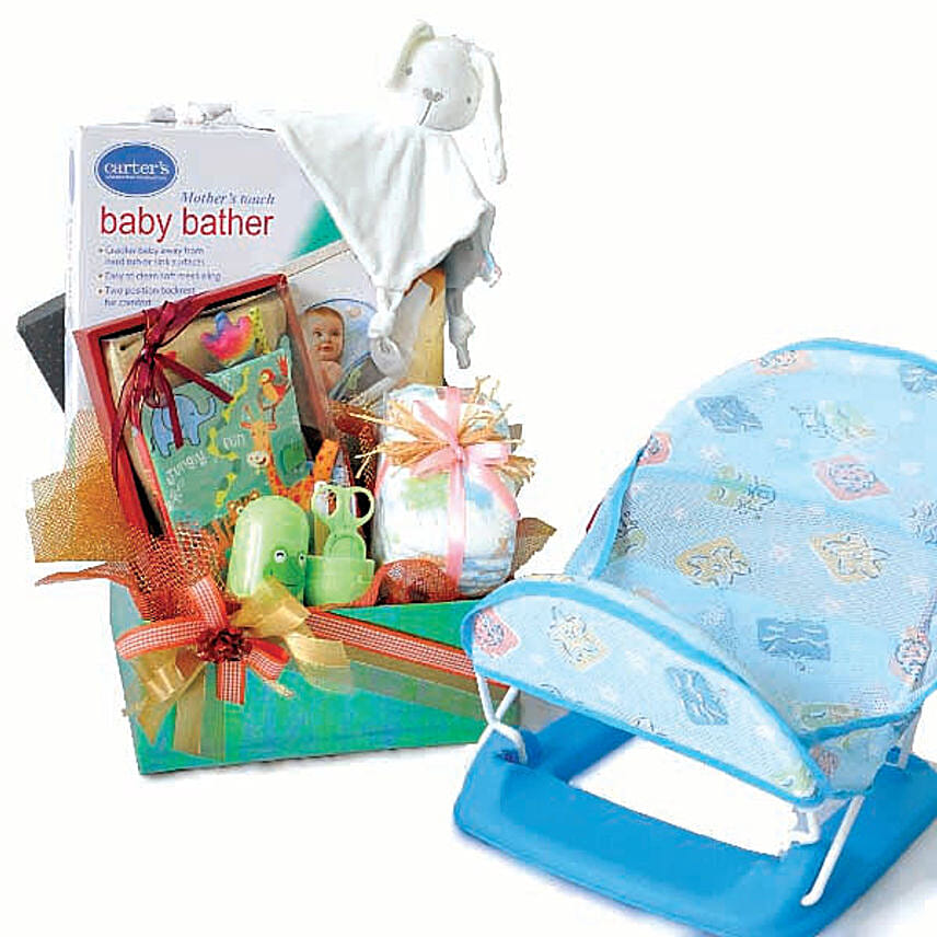 Baby Bather And Baby Grooming Set Hamper For New Born