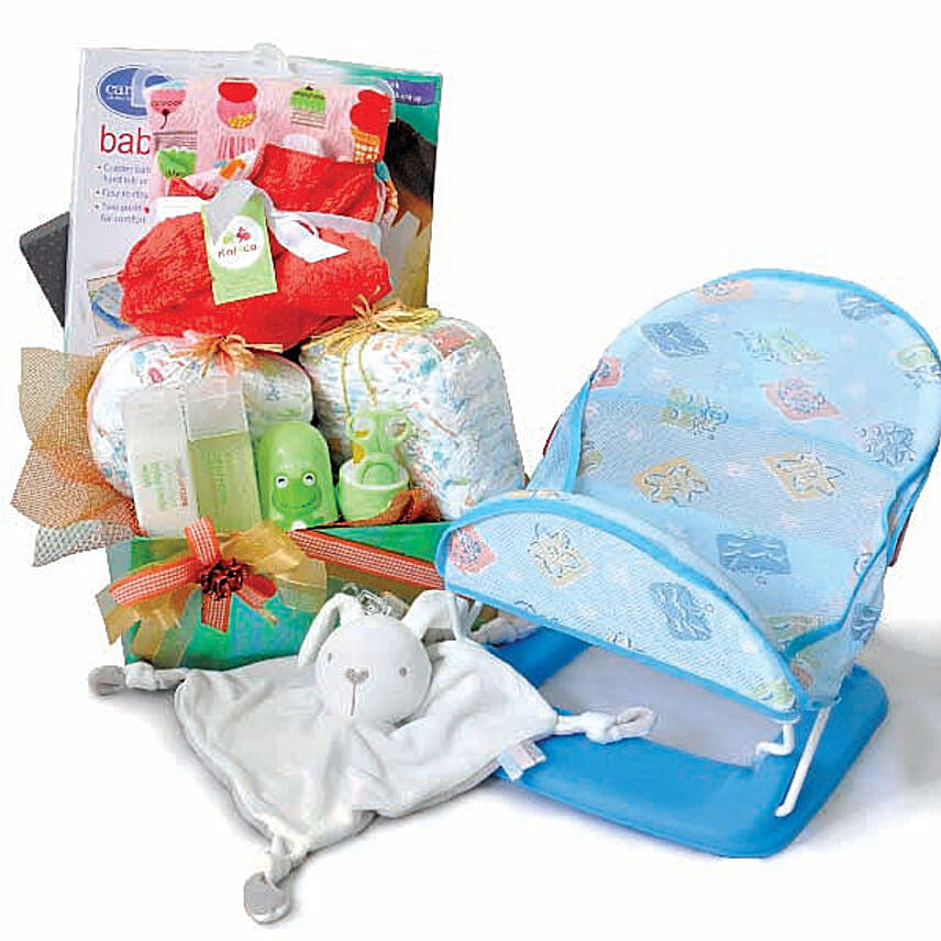 Baby Bather And Huggies Diaper Hamper For New Born