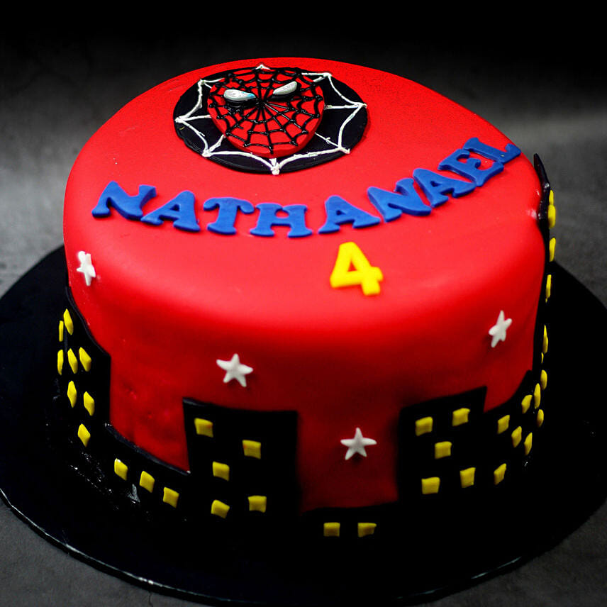 Spiderman Logo Chocolate Fondant Cake