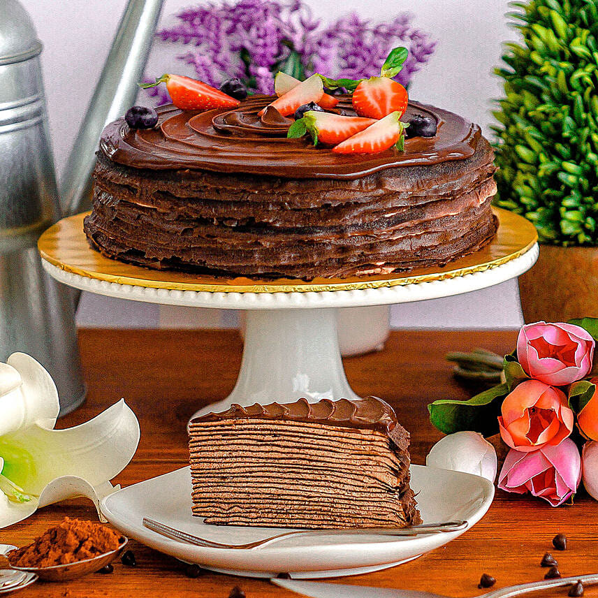 Yummy Triple Chocolate Crepe Cake