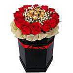 Arrangement of Rose & Ferrero Rocher