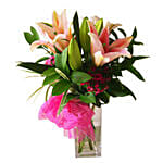 Elegant Lilies Bunch In Vase