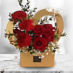 Love Flower Box Arrangement of Roses & Carnations