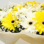 Blooming White And Yellow Gerberas Bouquet