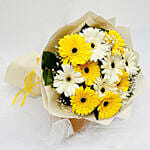 Blooming White And Yellow Gerberas Bouquet