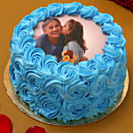 Blue Roses Photo Chocolate Cake