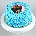 Blue Roses Photo Chocolate Cake