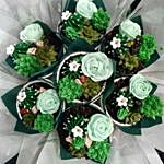 Succulent Chocolate And Vanilla Cupcakes Bouquet