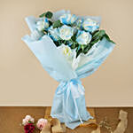 Beautifully Tied Blue Roses Bouquet 6 Stems