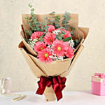 Gracious Pink Gerberas Beautifully Tied Bouquet MYS