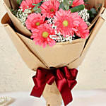 Gracious Pink Gerberas Beautifully Tied Bouquet MYS