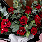 Romantic Red Roses Beautifully Tied Bouquet 6 Stems