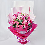 Attractive Mixed Roses Wrapped Bouquet