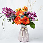 Blissful Mixed Flowers Purple Vase Arrangement